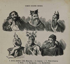 Costume - Lithographie d'hommes célèbres chinois - 1862