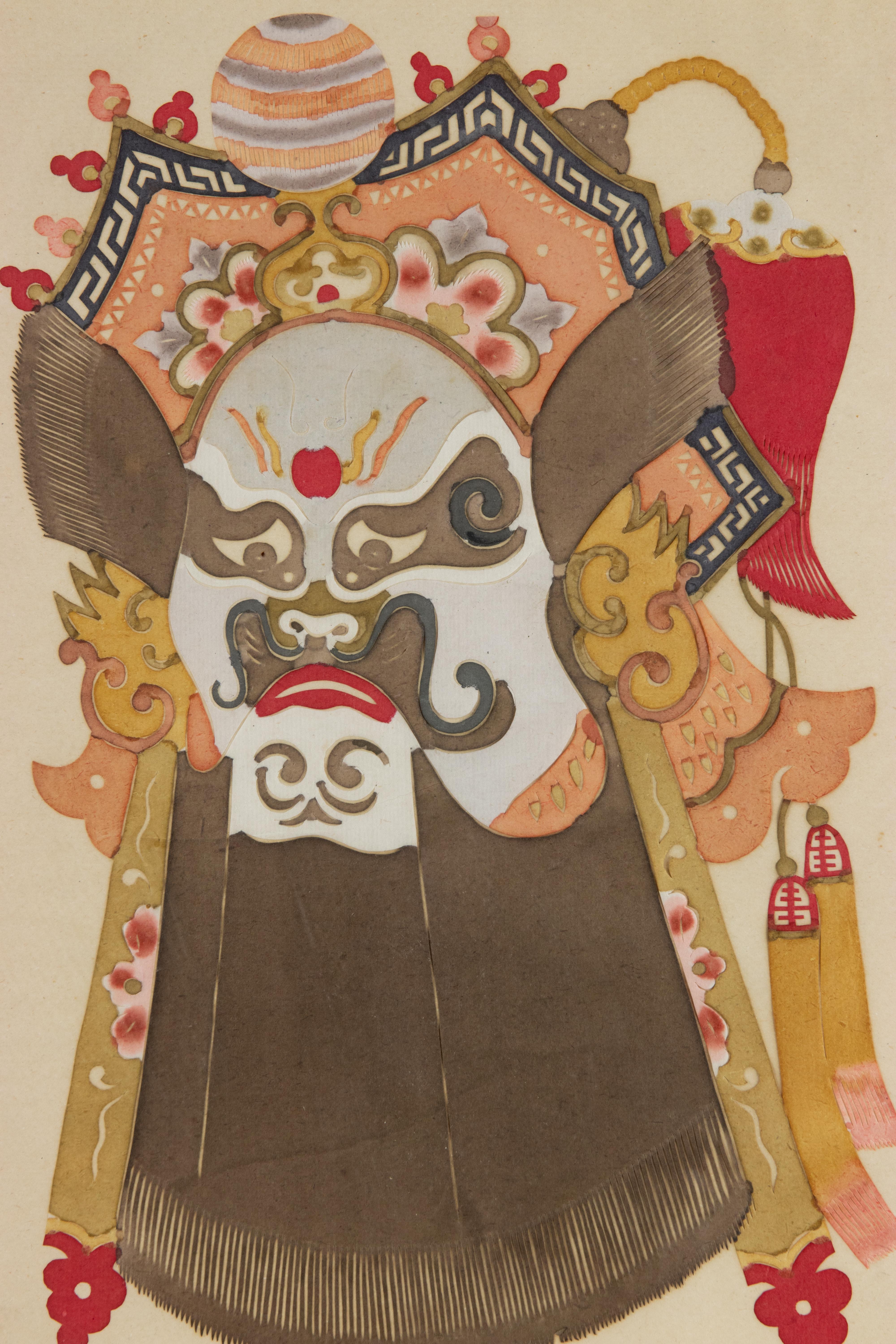 Chinese Theatrical Mask - Woodcut - Mid-20th Century - Print by Unknown