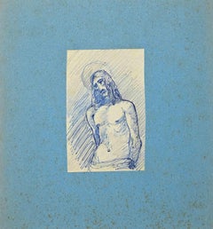 Christus  - Original-Bleistift- und Bleistiftzeichnung - frühes 20. Jahrhundert