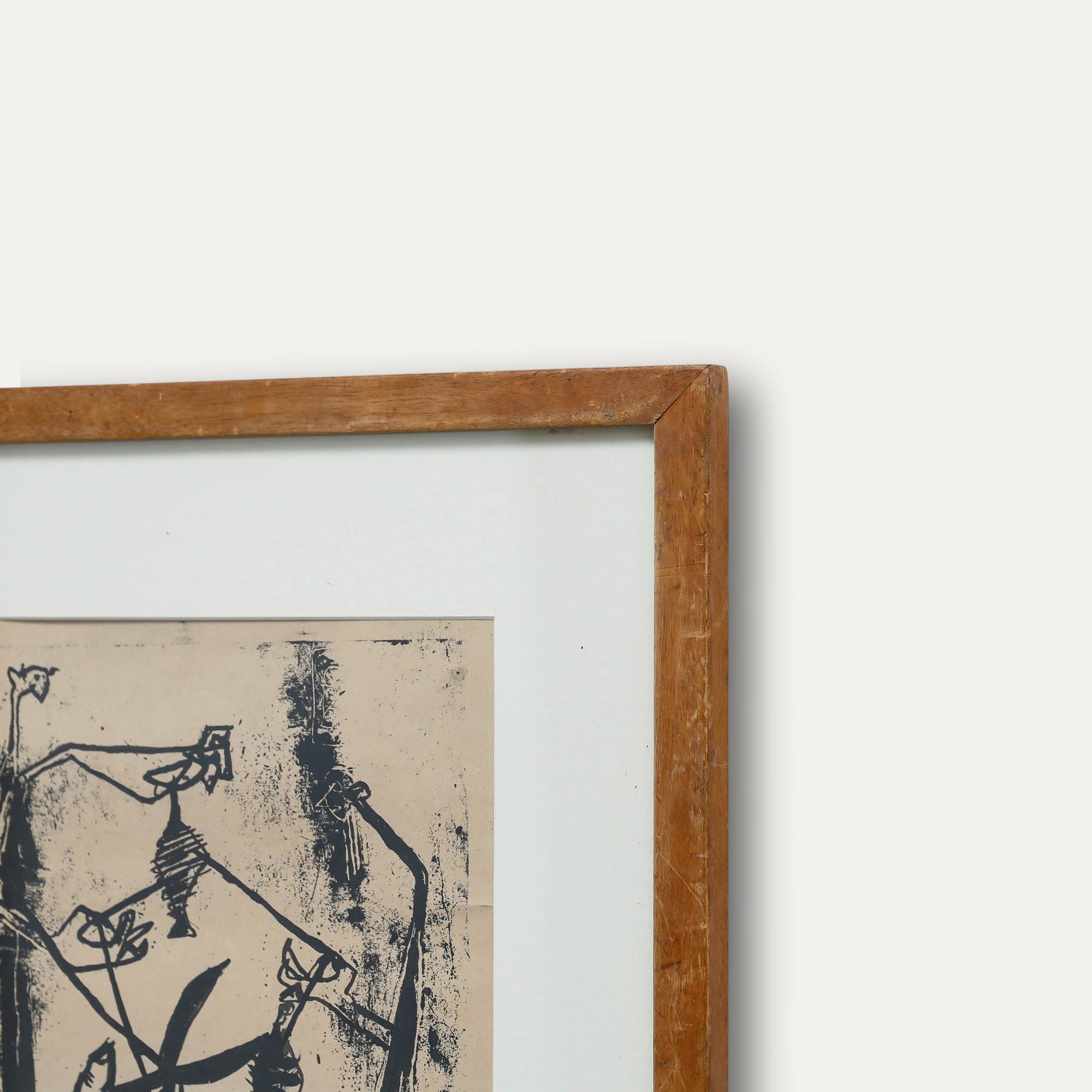 Christian Julia (1921-1991) - Mid 20th Century Linoprint, The Spinners For Sale 1