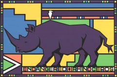 'Endangered Series - Rhinoceros' 1991- Serigraph