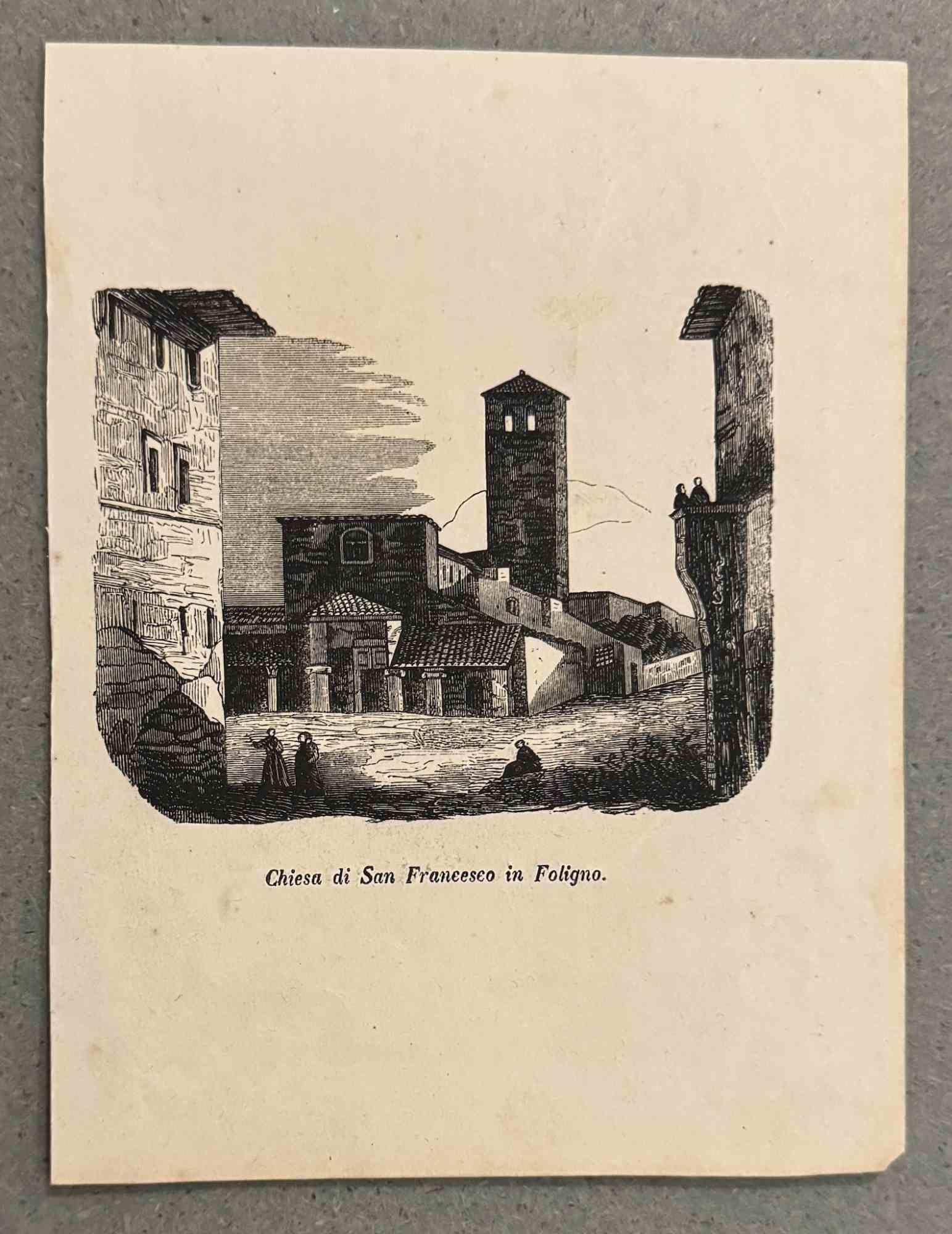 Unknown Figurative Print - Church of San Francesco in Foligno - Lithograph - 19th Century
