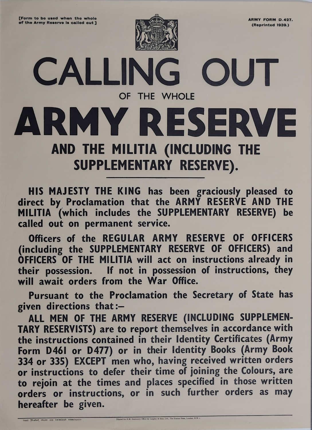 Print di Unknown - Poster di Churchill: Richiamo dell'intera riserva dell'esercito
