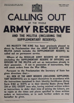 Cartel de Churchill: Convocatoria de toda la Reserva del Ejército