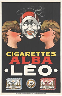 Cigarettes Alba Leo, original cigarette vintage stone lithograph