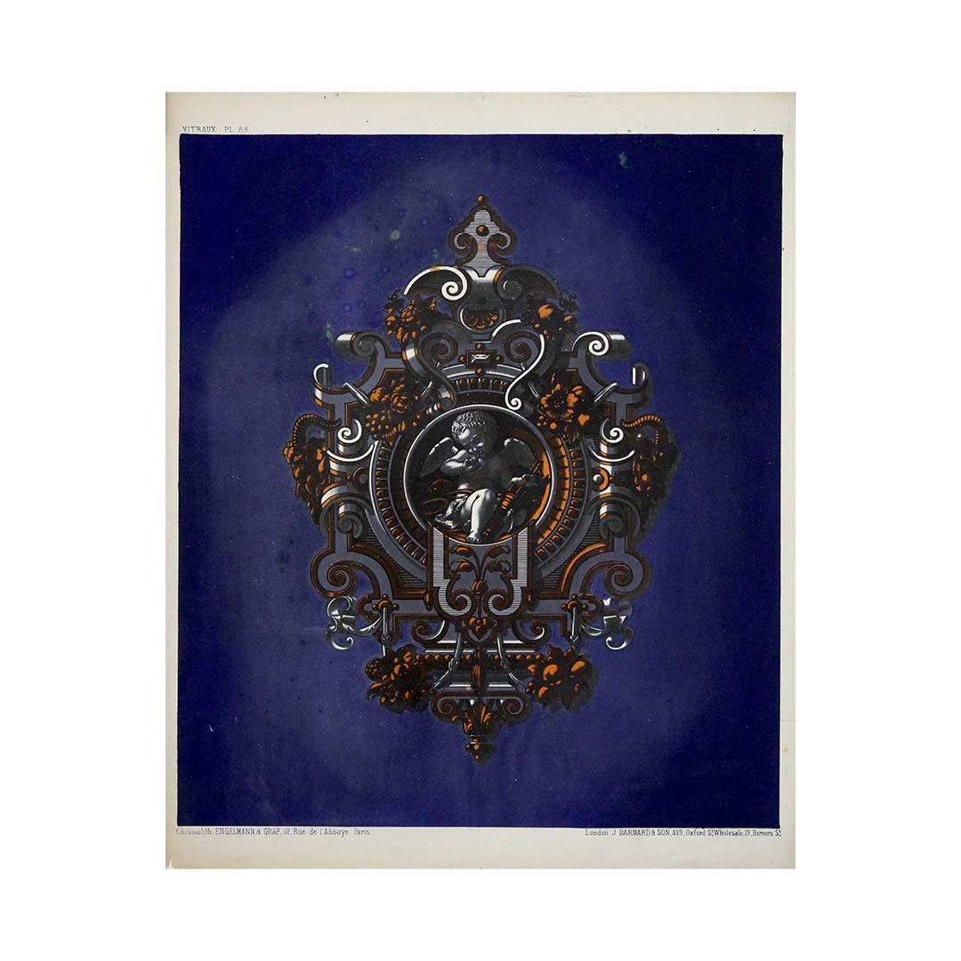 Circa 1850 original chromolithograph - vitraux (stained glass) - Print by Unknown