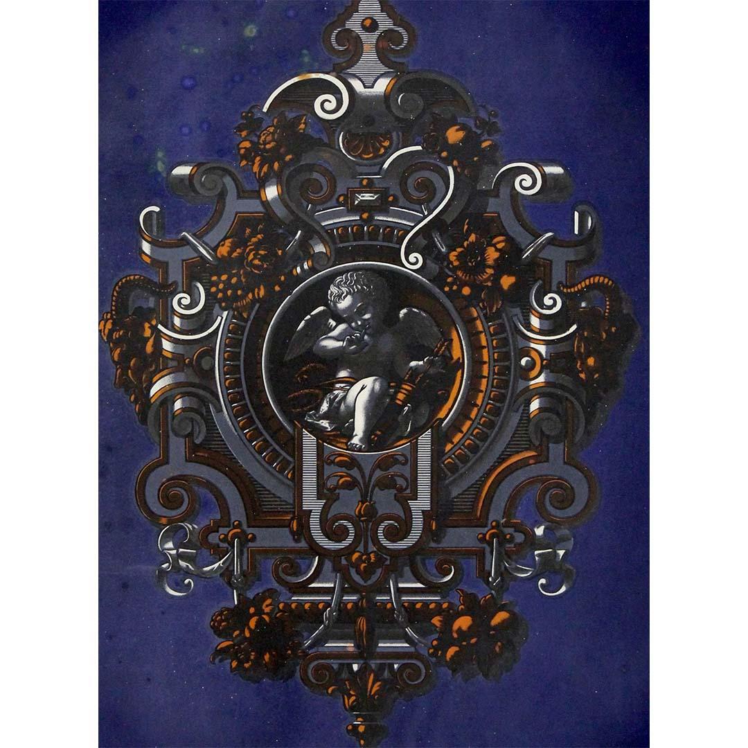 Circa 1850 original chromolithograph - vitraux (stained glass) - Black Print by Unknown