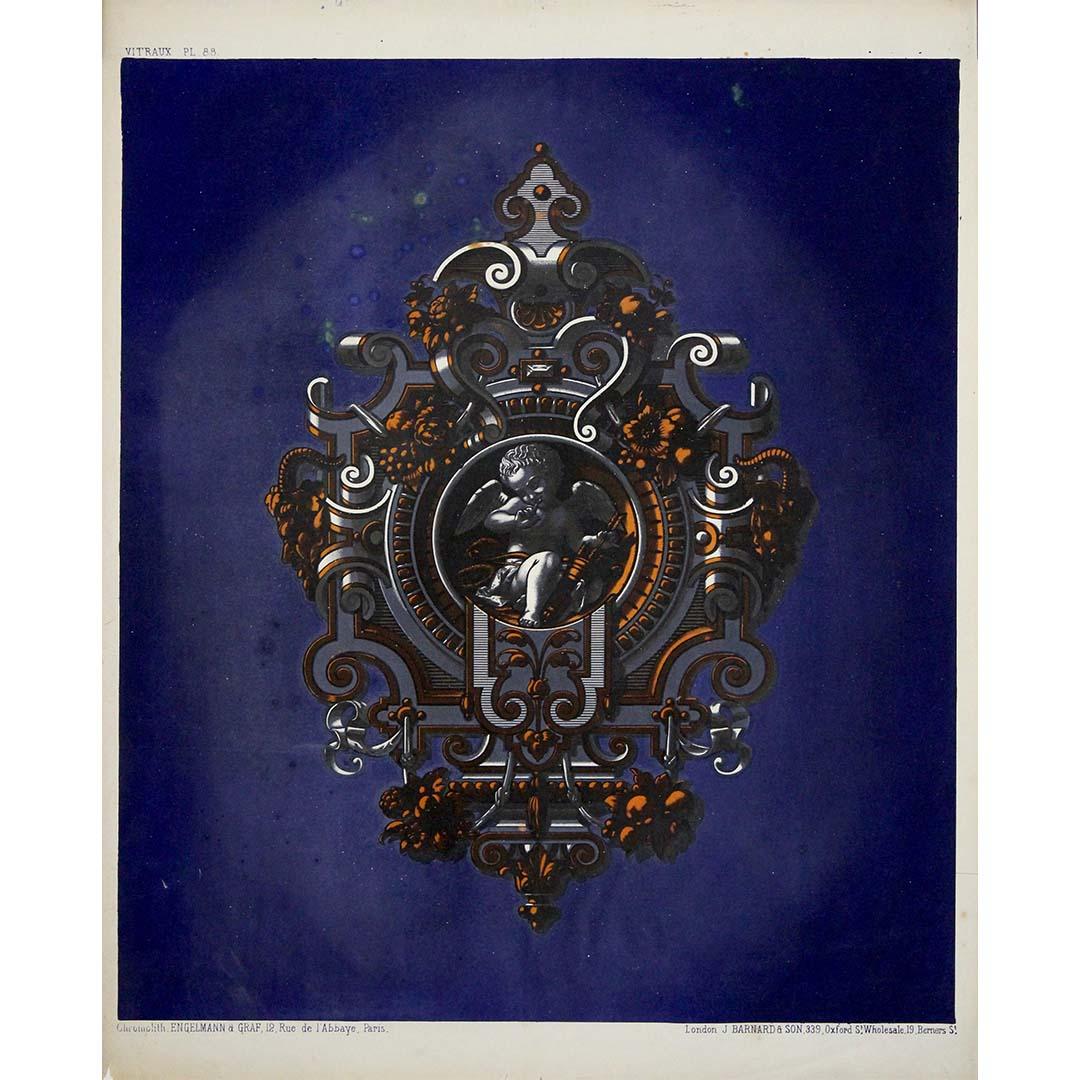 Unknown Print - Circa 1850 original chromolithograph - vitraux (stained glass)