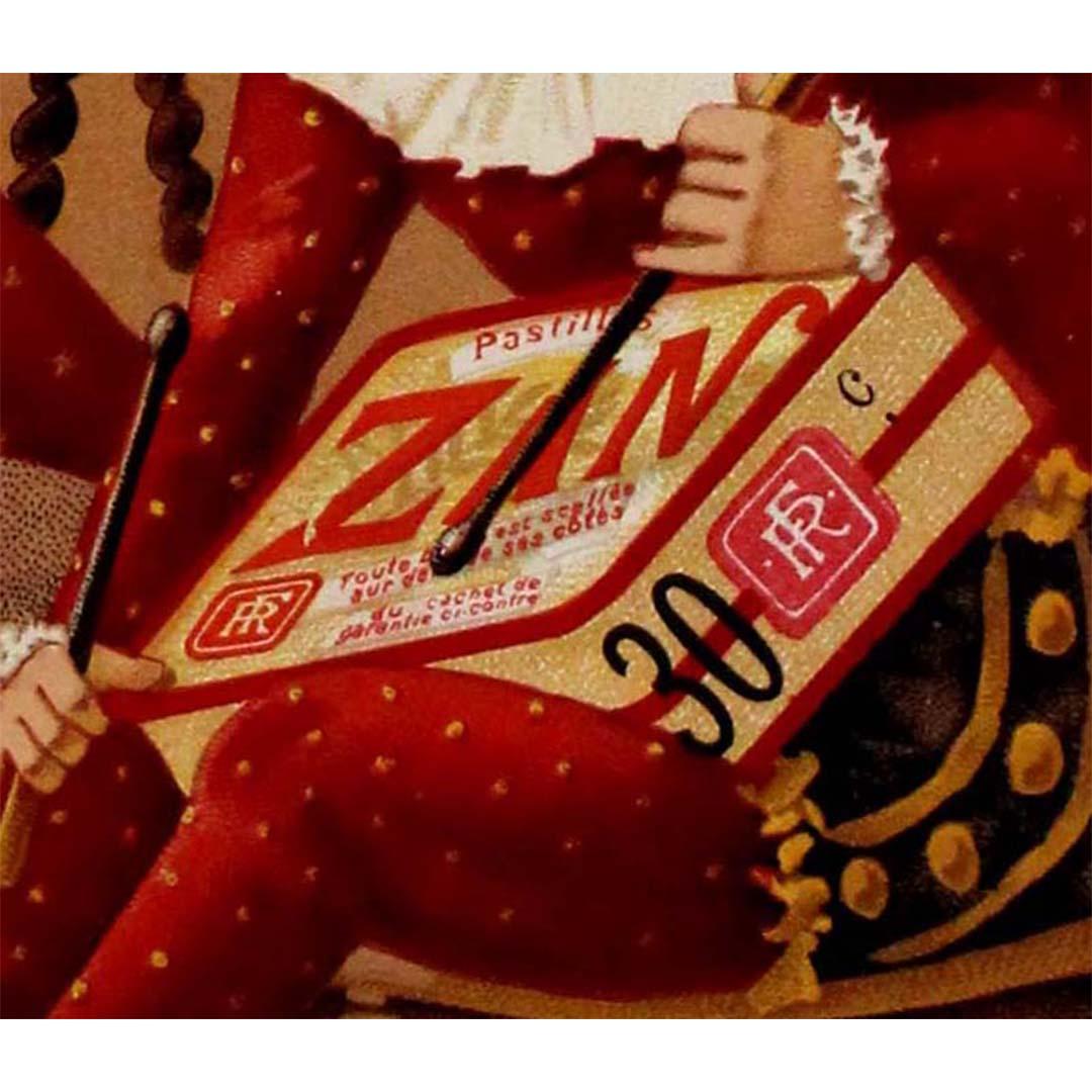 El cartel publicitario original de Pastilles Zan de hacia 1895 resume la esencia de la publicidad de la Belle Époque, mostrando la elegancia y el encanto de la vida parisina de principios de siglo. Creado para promocionar Pastilles Zan, una popular
