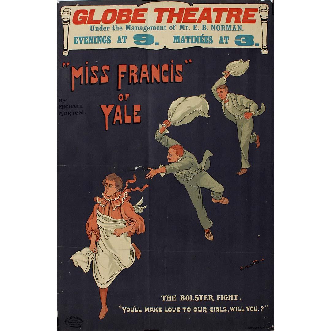 CIRCA 1895 Plakat für Miss Francis of Yale - London's Globe Theatre