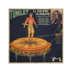 Circa 1900 French circus poster promoting the Tumilet - The Human Spinning Top
