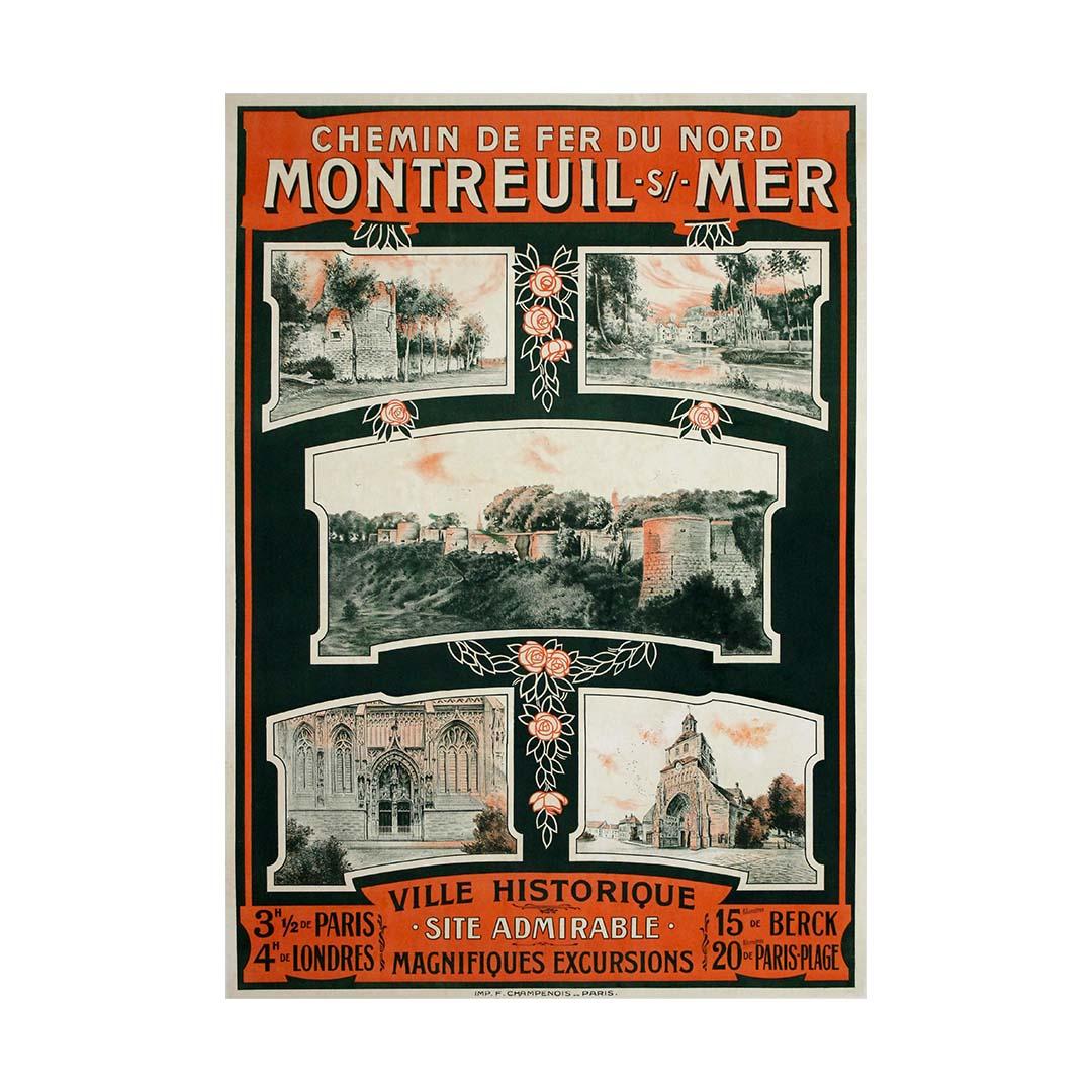 Circa 1900 original poster Chemin de Fer du Nord travel to Montreuil-sur-Mer - Print by Unknown