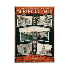 Circa 1900 original poster Chemin de Fer du Nord travel to Montreuil-sur-Mer