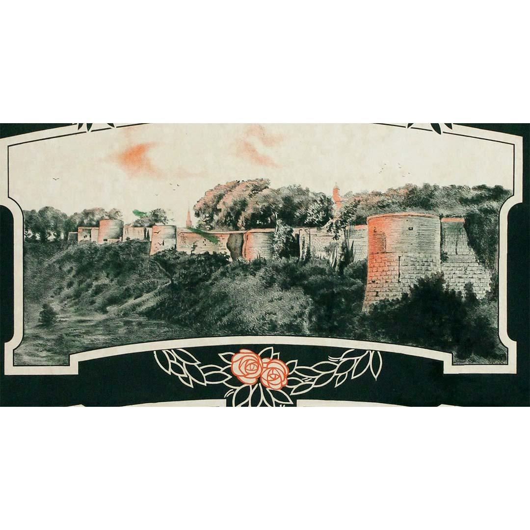 Circa 1900 original poster Chemin de Fer du Nord travel to Montreuil-sur-Mer - Beige Print by Unknown