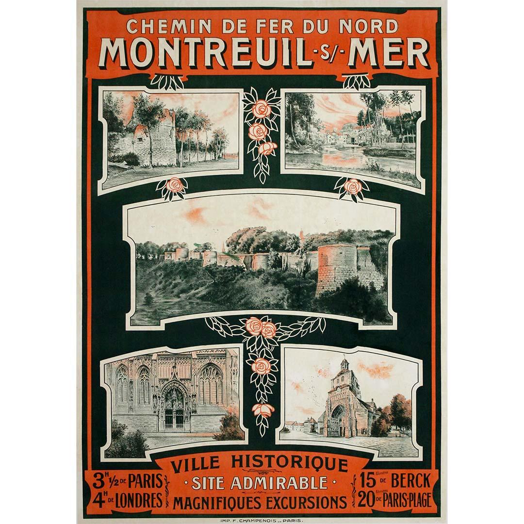 Circa 1900 original poster Chemin de Fer du Nord travel to Montreuil-sur-Mer