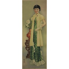 Circa 1900 Original poster Chinese Elegant Lady with Gloves