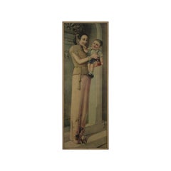 Circa 1900 Original poster Chinese Mother and Child Decorative