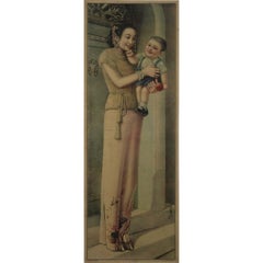 Circa 1900 Original poster Chinese Mother and Child Decorative
