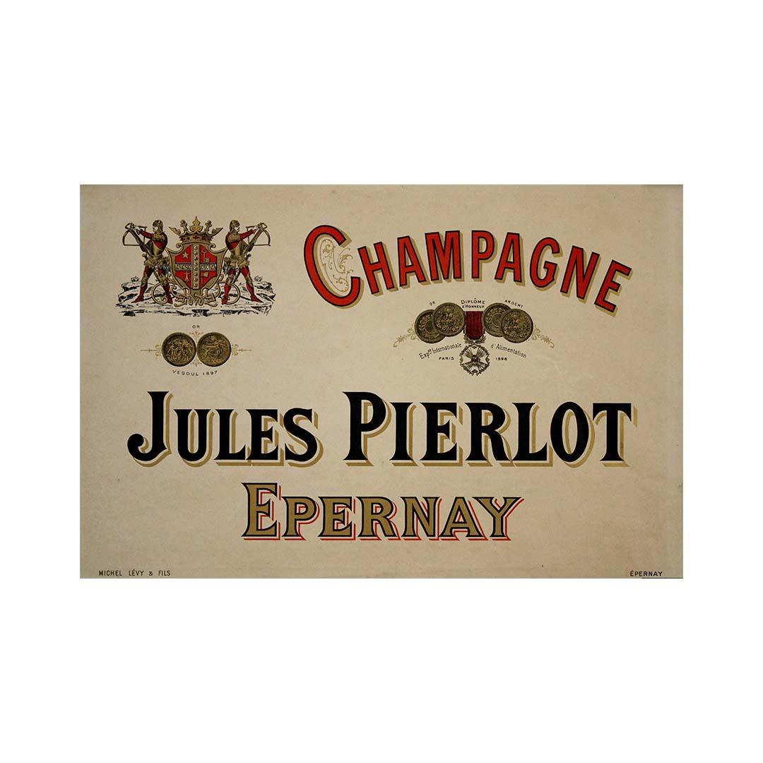 Circa 1900 original poster for Champagne Jules Pierlot in Epernay For Sale 2