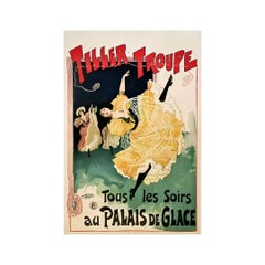 Antique Circa 1900 Original poster for the Tillier dance Troup at the Palais de Glace