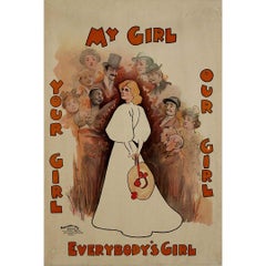 Circa 1900 original theatre poster My Girl Your Girl, Our Girl, Everybody’s Girl