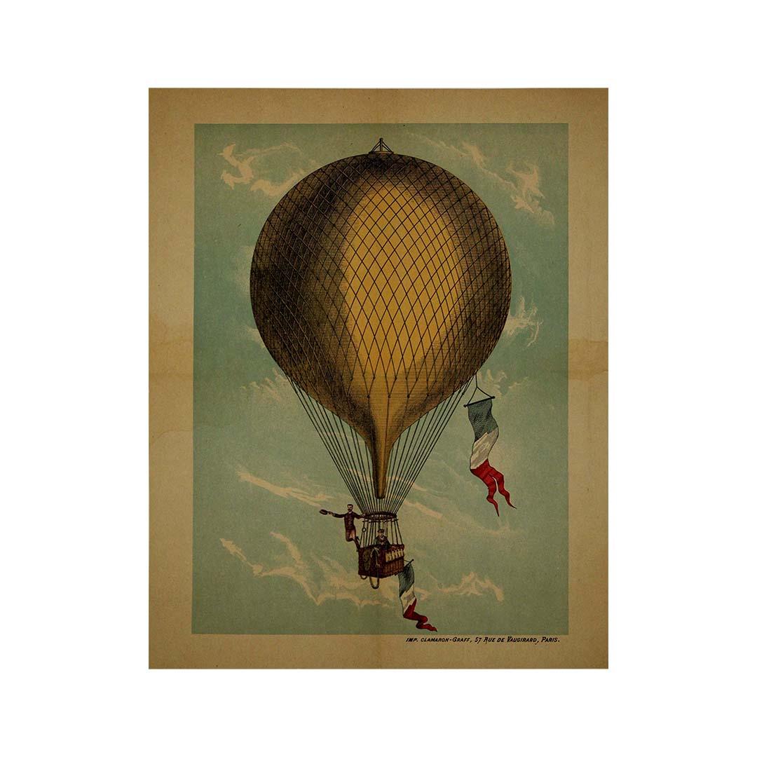 The circa 1900 poster for Montgolfière Française, produced by the Parisian printing house Clamaron-Graff at 57 Rue de Vaugirard, is a striking example of early aviation art that captures the wonder and excitement surrounding hot air ballooning in