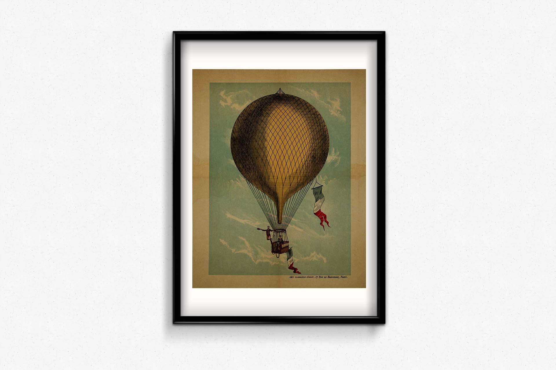 Circa 1900 poster for Montgolfière Française - hot air ballooning For Sale 2