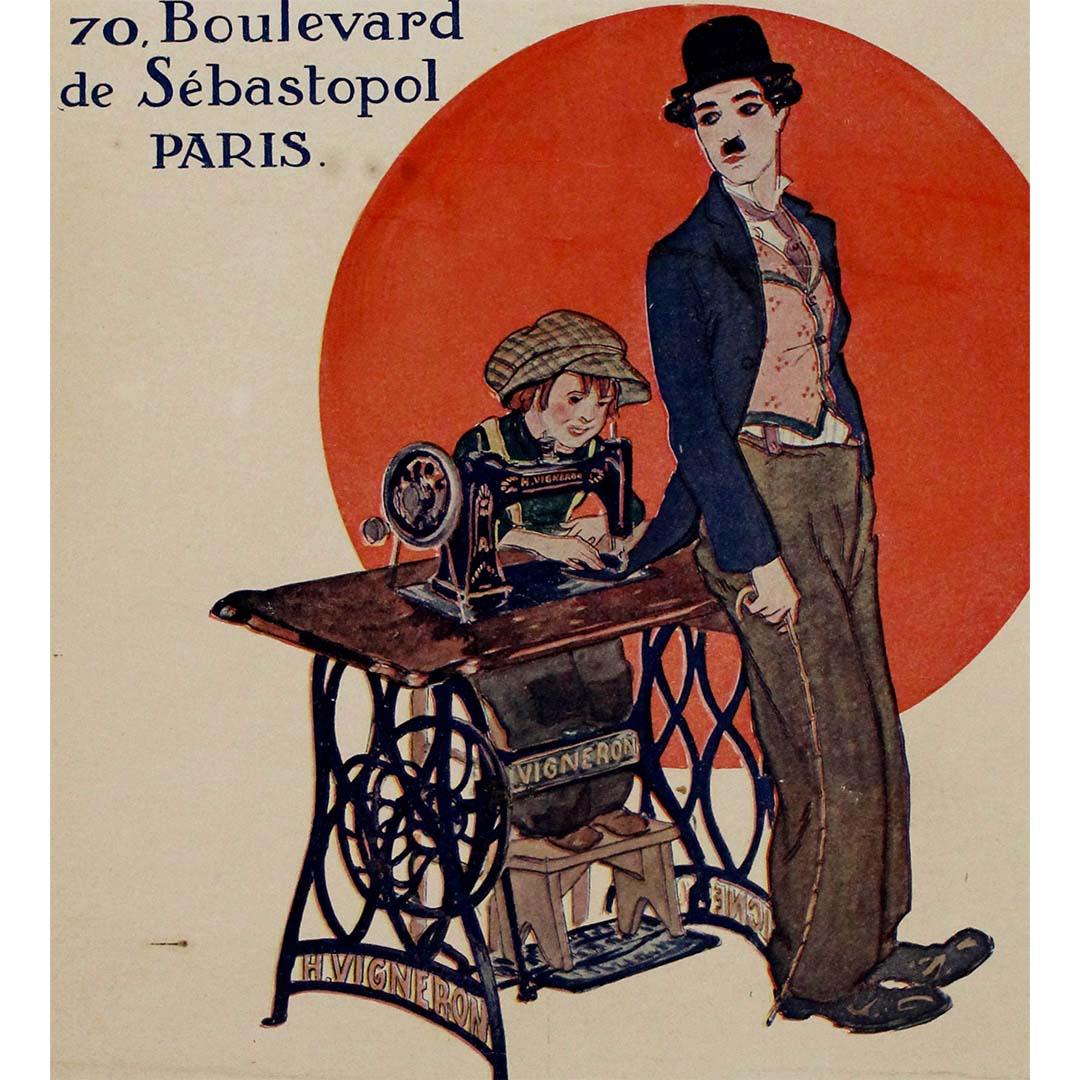 Circa 1910 original advertising poster promotes the H. Vigneron sewing machines For Sale 1