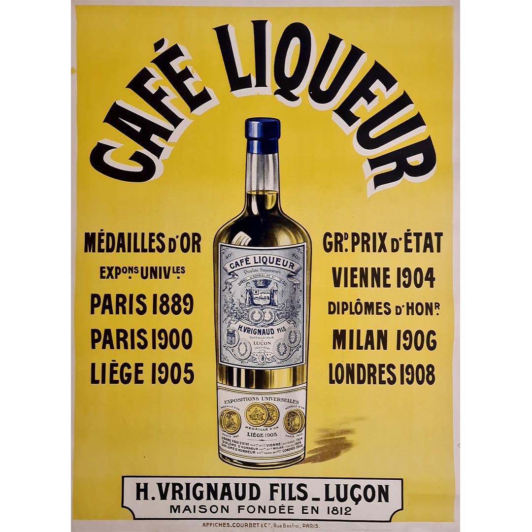 Circa 1910 Original poster to promote the coffee liqueur of Vrignaud For Sale 2
