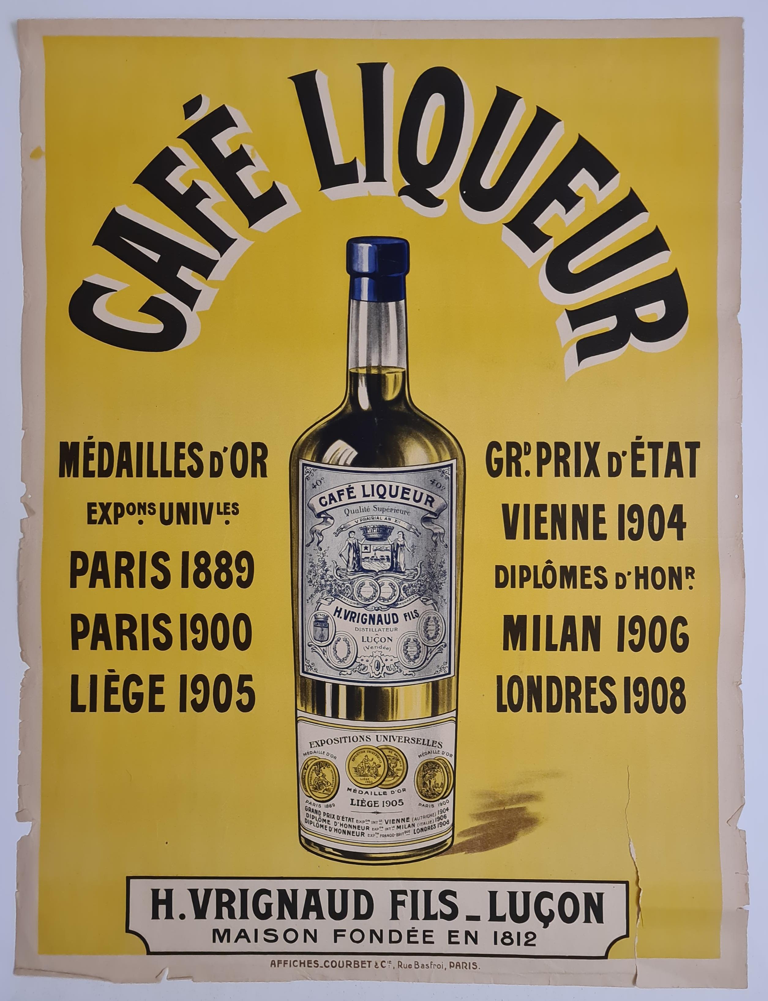 Circa 1910 Original poster to promote the coffee liqueur of Vrignaud For Sale 3