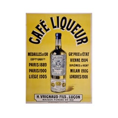 Affiche d'origine datant d'environ 1910 visant à promouvoir la liqueur à café de Vrignaud
