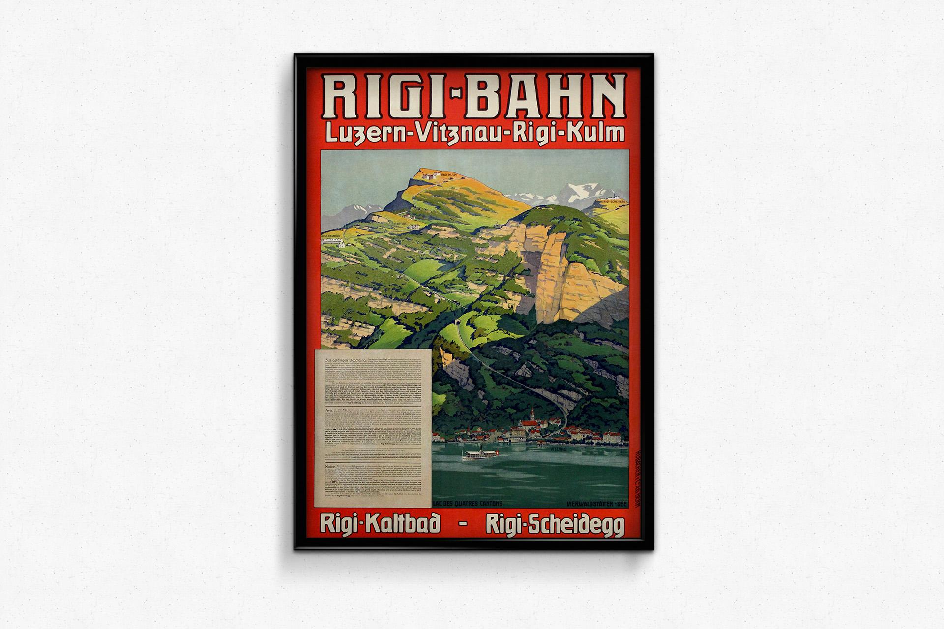 Circa 1910 original travel poster Rigi-Bahn Luzern - Vitznau - Rigi - Kulm For Sale 2