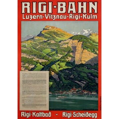 Antique Circa 1910 original travel poster Rigi-Bahn Luzern - Vitznau - Rigi - Kulm