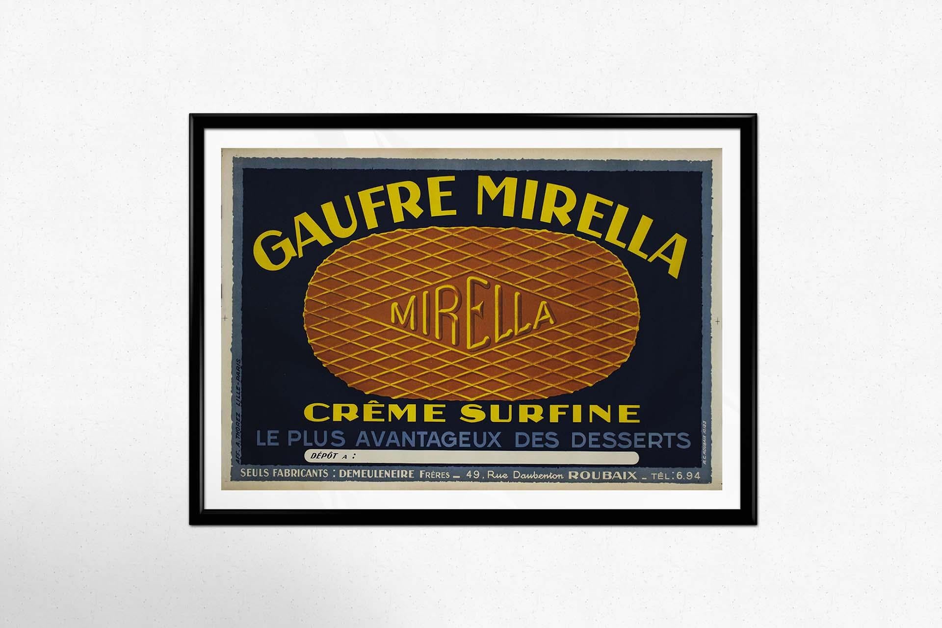 Originales Werbeplakat für Gaufre Mirella, Gastronomie, um 1920 im Angebot 2
