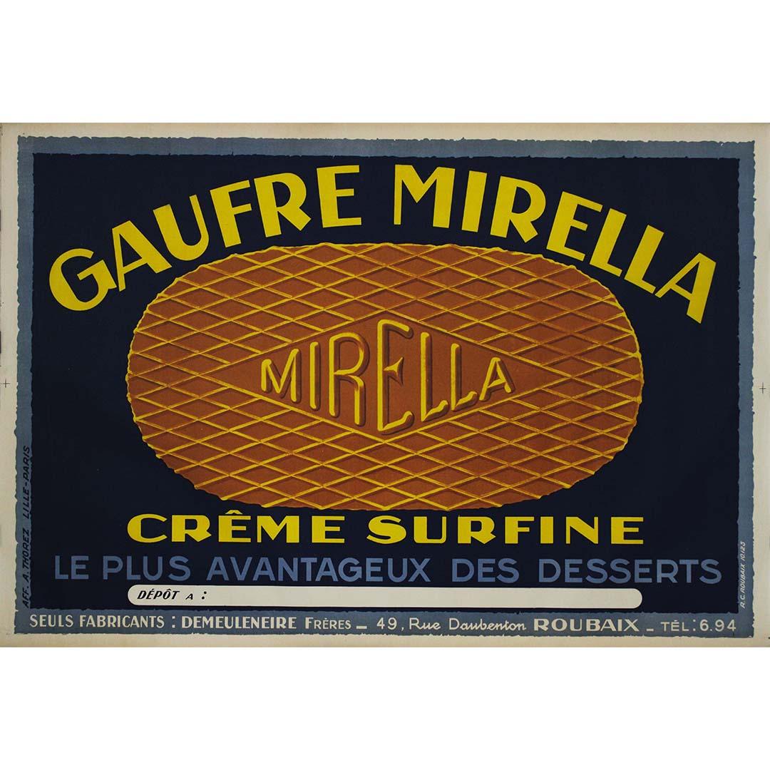 Originales Werbeplakat für Gaufre Mirella, Gastronomie, um 1920 – Print von Unknown