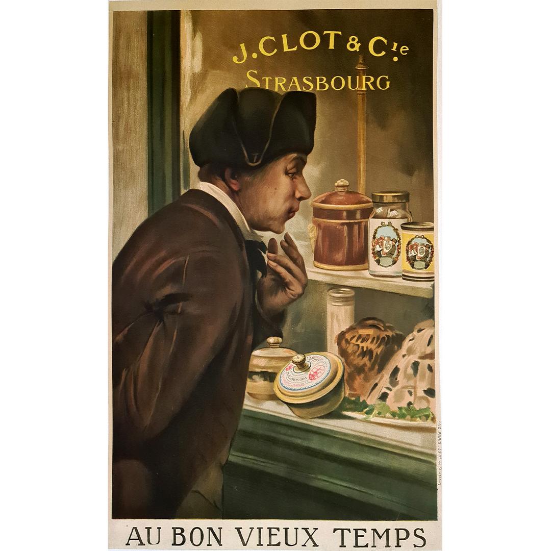 Originalplakat aus den Jahren 1920 zur Förderung der gastronomischen Produkte der Region Straßburg, im Bas-Rhin und insbesondere der Produkte der Konservenfabrik J. Clot & Cie.

Gastronomie - Elsass - Bas Rhin

Good Olde Time - Paté von Fois Gras