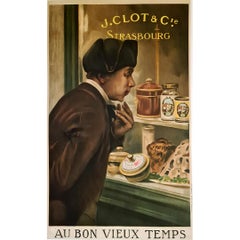 Circa 1920 Original advertising poster for J. Clot & Cie - Strasbourg Gastronomy