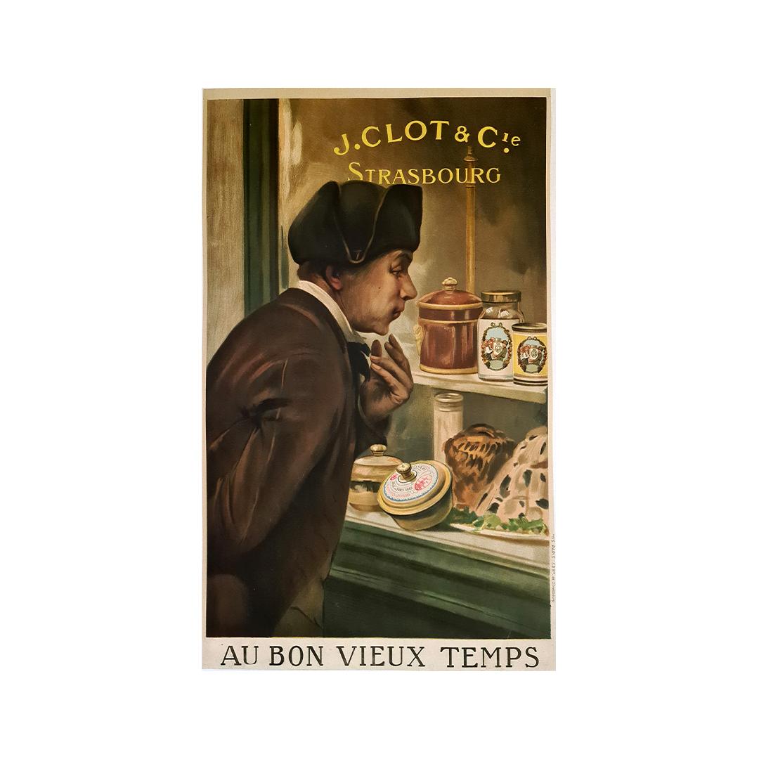 Original-Werbeplakat von J. Clot & Cie, Straßburg Gastronomie, um 1920 im Angebot 1