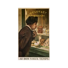 Circa 1920 Original advertising poster for J. Clot & Cie - Strasbourg Gastronomy