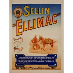 Antique Circa 1920 original advertising poster for Sellim 'Ellimac' sadle