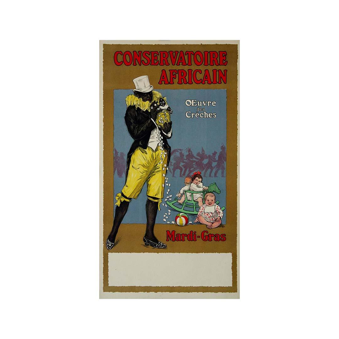 Circa 1920 affiche originale Conservatoire africain mardi gras Oeuvres des crèches en vente 2