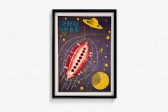 Circa 1920 Original poster of the early Soviet space exploration