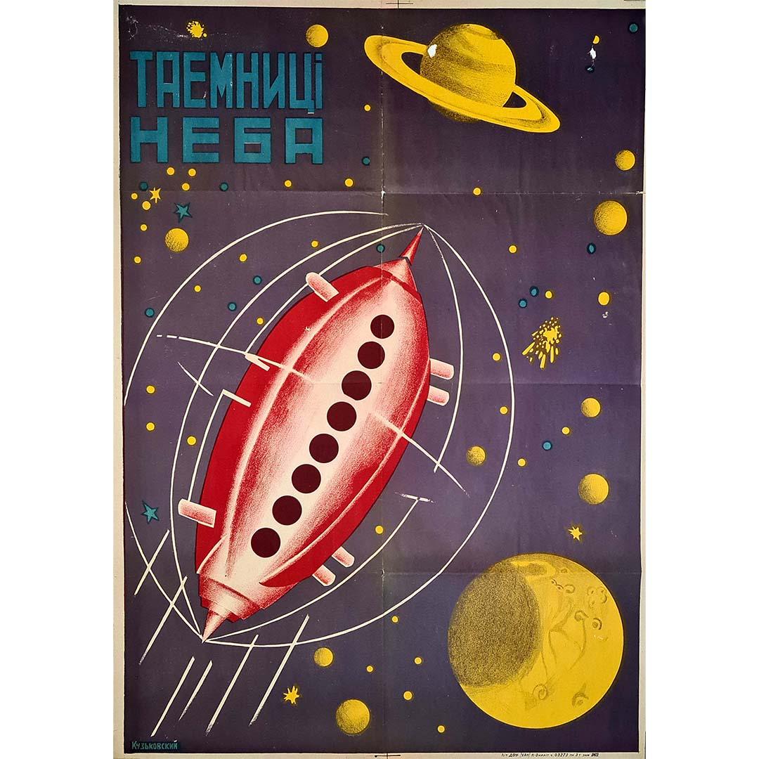 Circa 1920 Original poster of the early Soviet space exploration - Print by Unknown