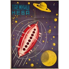 Circa 1920 Original poster of the early Soviet space exploration