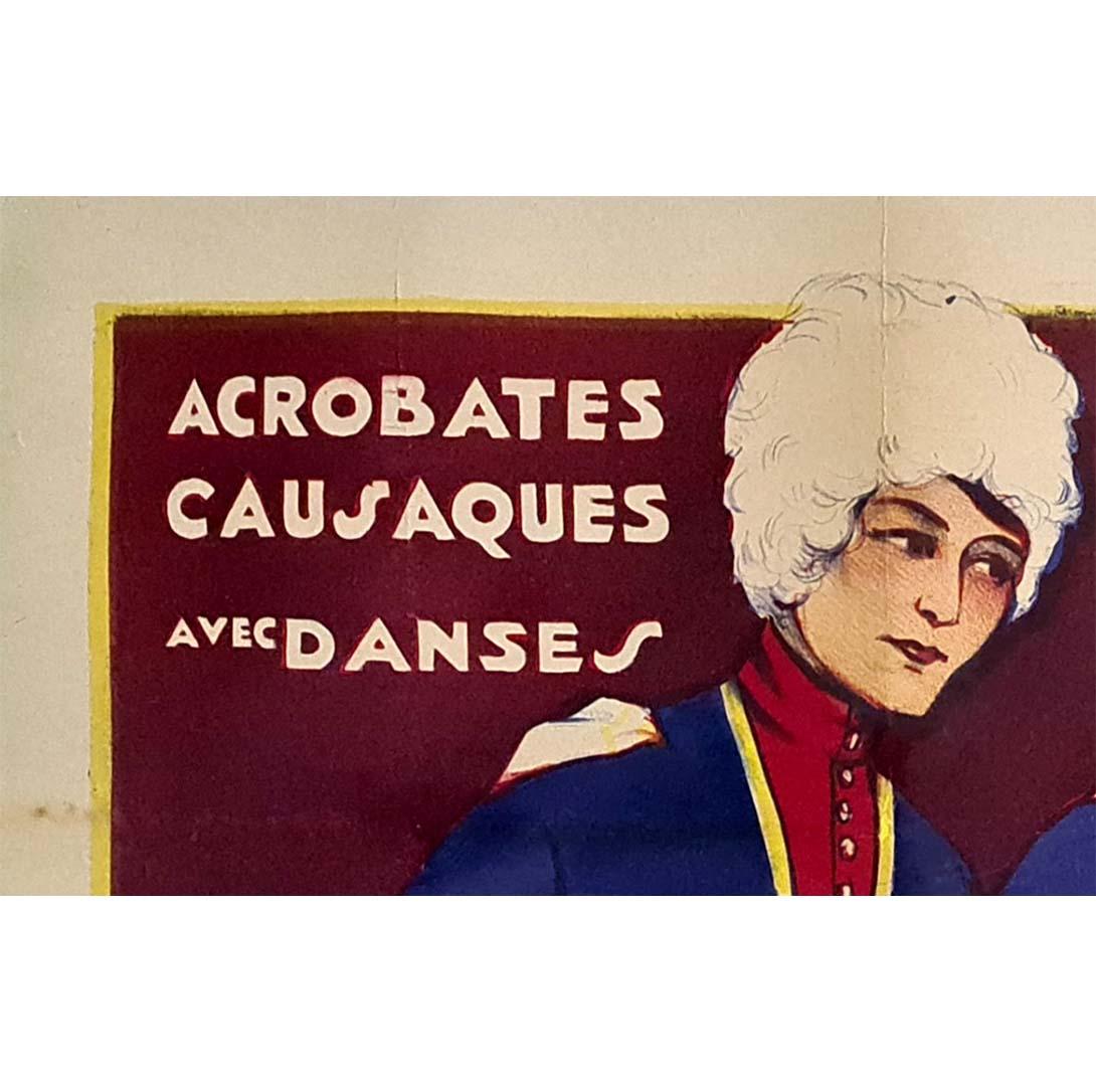Circa 1920 original poster the Polovinkin troupe - Cossack acrobats and dancers For Sale 1