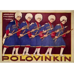 Circa 1920 original poster the Polovinkin troupe - Cossack acrobats and dancers