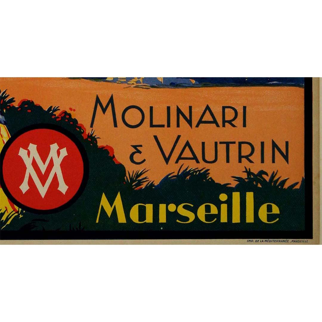 Circa 1925 original advertising poster for Molinari et Vautrin Dattes Muscades For Sale 1