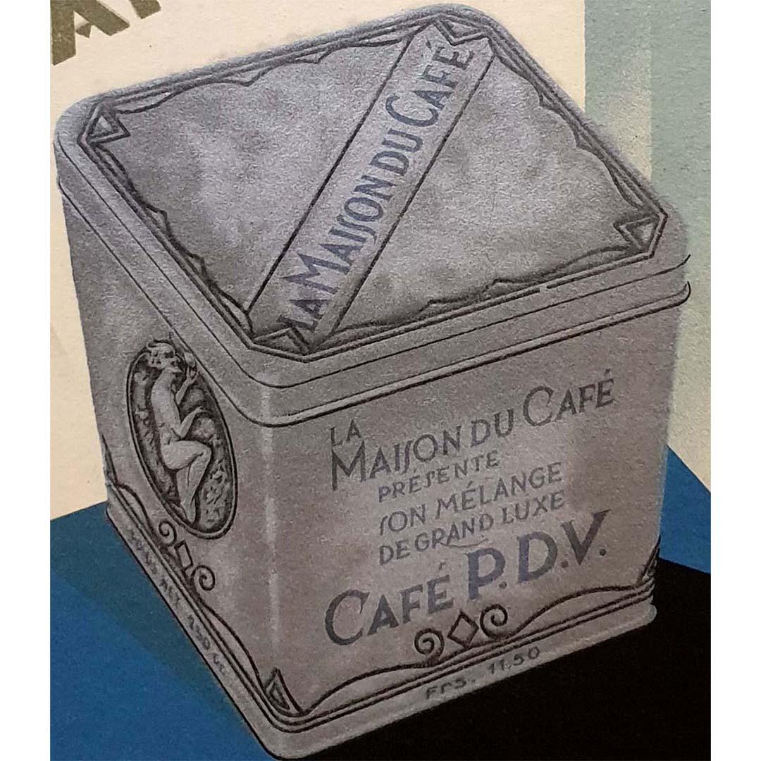 The circa 1930 original advertising poster for Café P.D.V 