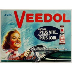 Circa 1930 Original advertising poster for Veedol motor oil - Vintage