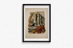 Lithographie originale du CIRCA datant de 1930, intitulée "Fruits de mer trouvés dans les eaux européennes".